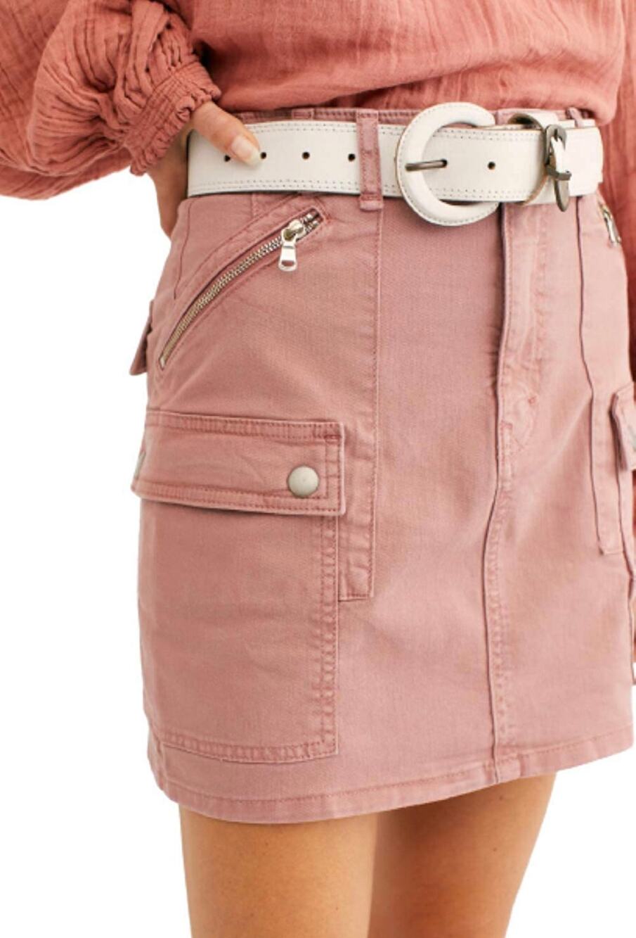 NWT Free People Denim Utility Mini Skirt Dusty Lilac size 28